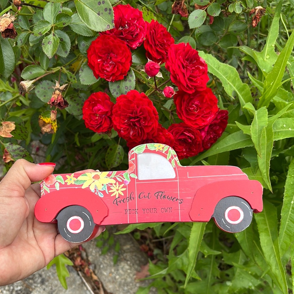Red Floral Decorative Truck Sign
